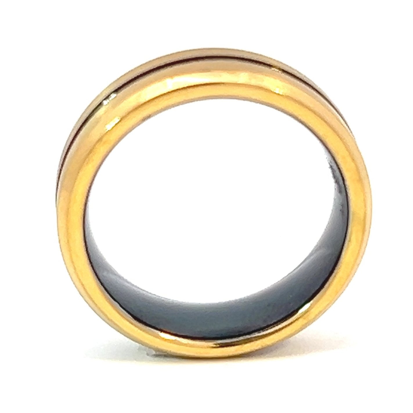 Ring Tungsten - Gold and Black PVD 6 mm Grooved Band