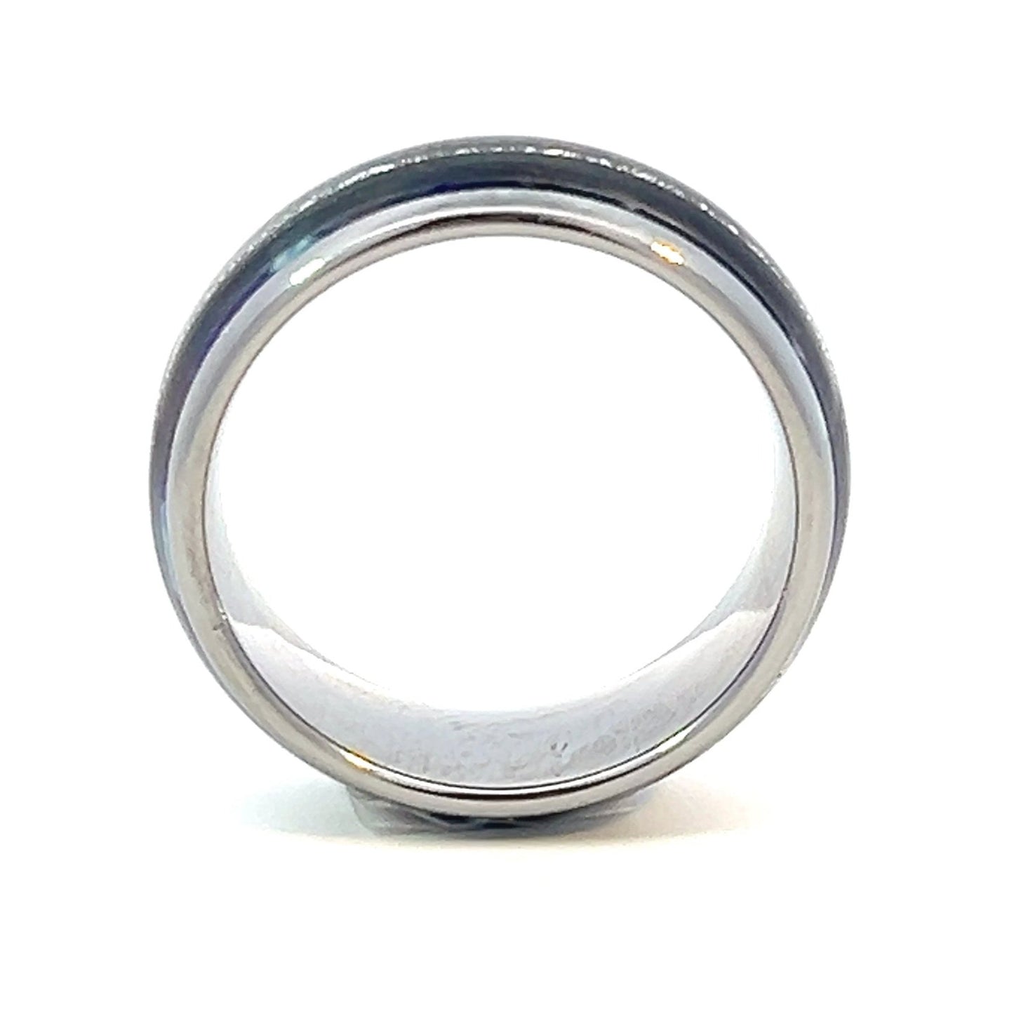 Ring Tungsten - 8 mm Half Round Band with Pearl Shell Inlay