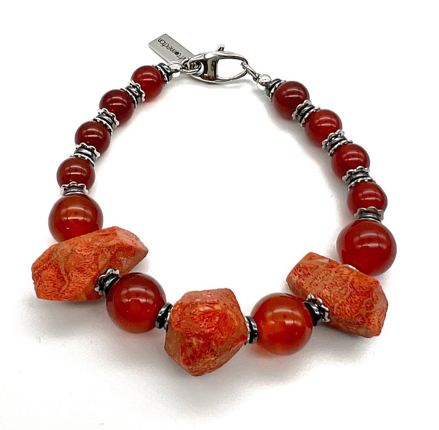 Semi-Precious Stone Set - Sponge Red Coral, Carnelian and Hematite