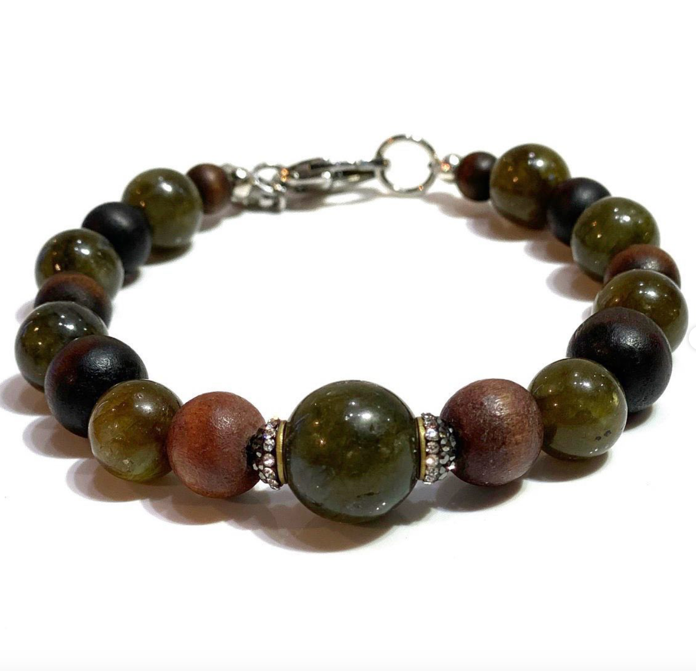 Semi-Precious Stone Set - Green Labradorite and Wood