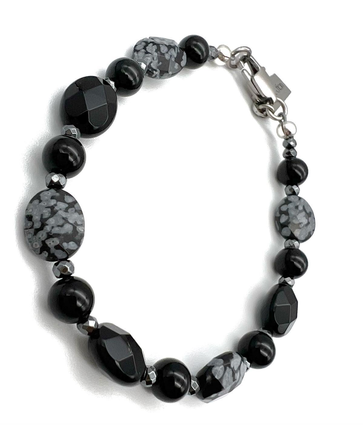 Semi-Precious Stone Set -Snowflake Obsidian, Faceted Onyx & Hematite Jewelry Set