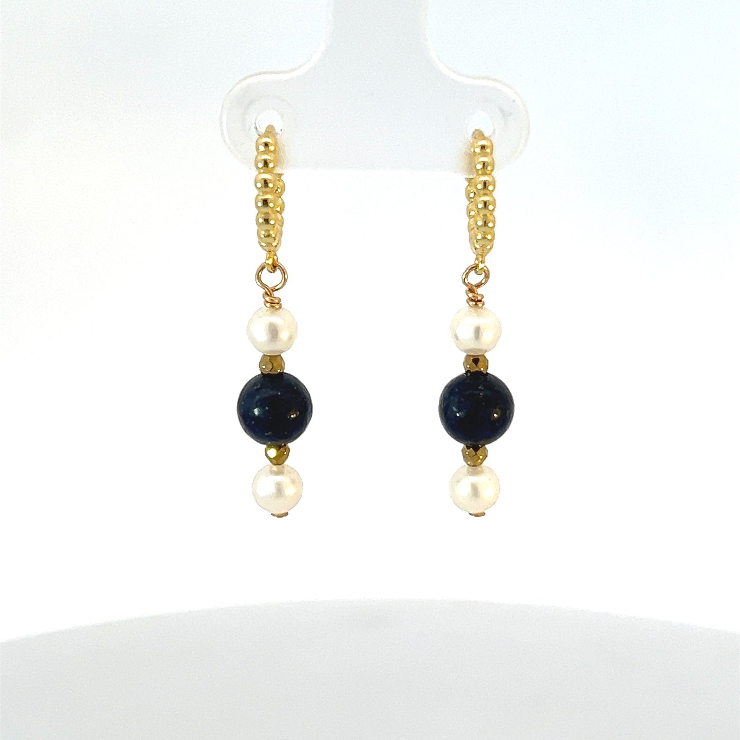 Semi-Precious Stone Set - Lapis Lazuli and Pearl with Gold Plated Hematite