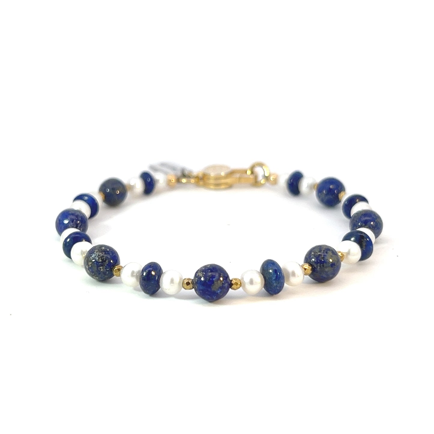 Semi-Precious Stone Set - Lapis Lazuli and Pearl with Gold Plated Hematite