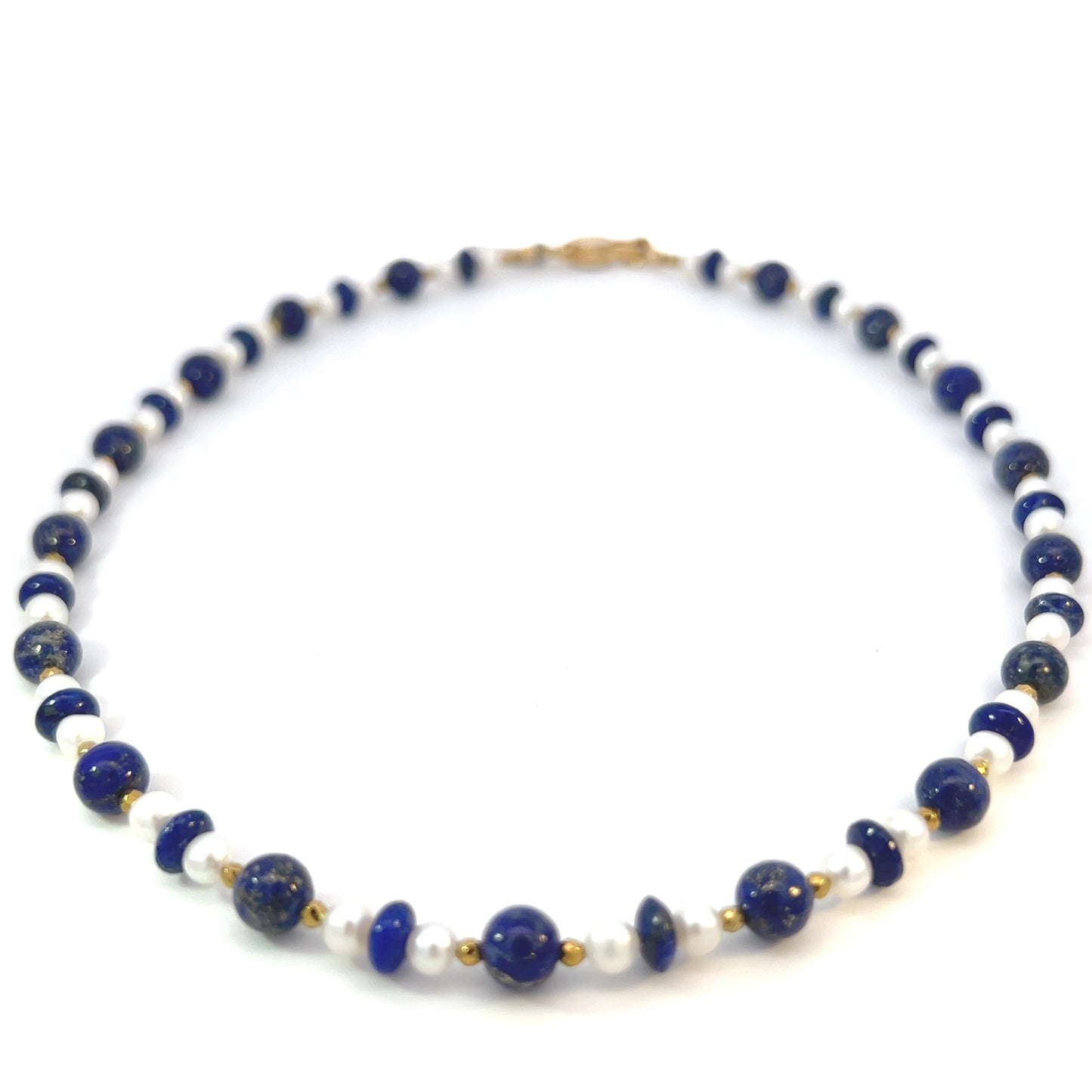 Semi-Precious Stone Set - Lapis Lazuli and Pearl with Gold Plated Hematite