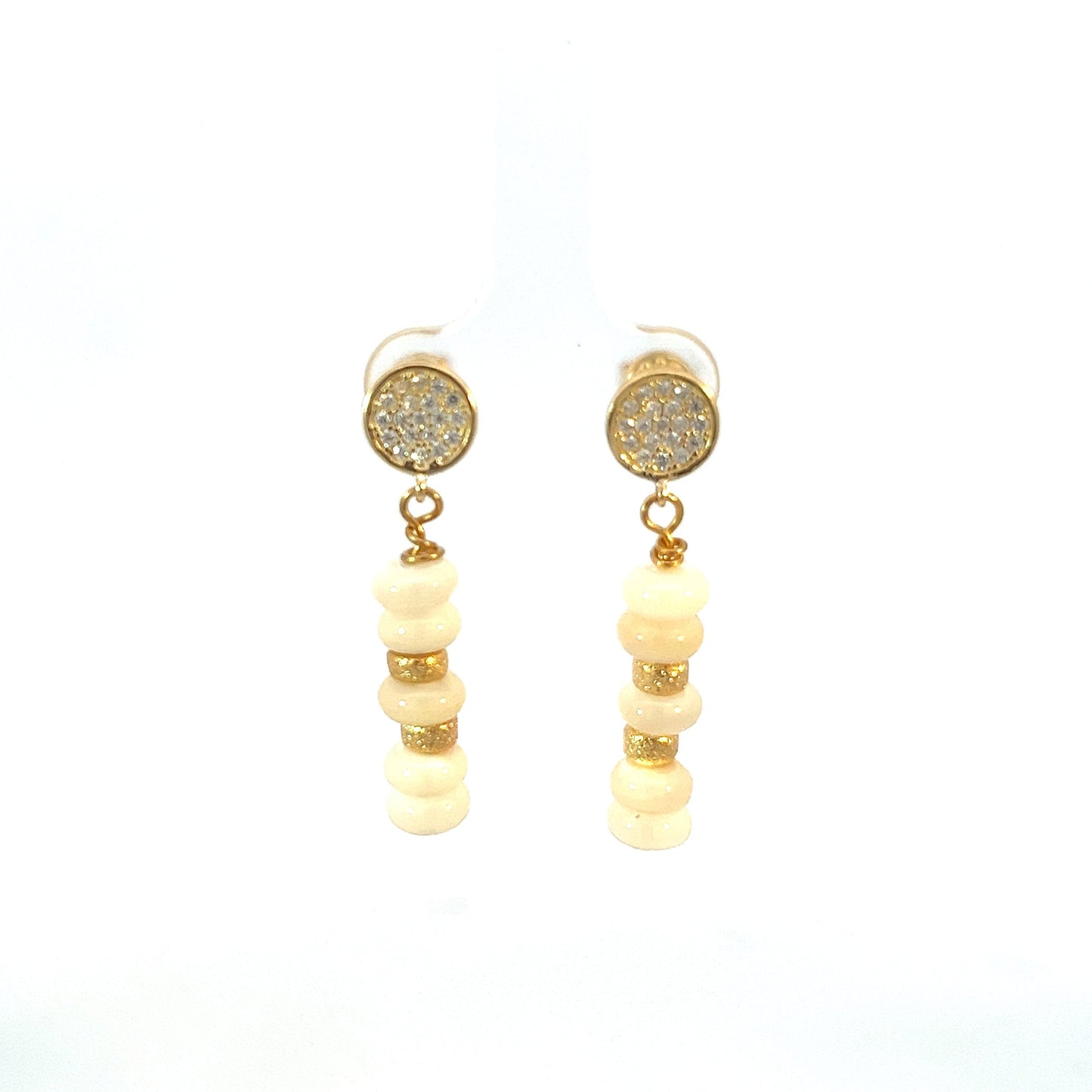 Semi-Precious Stone Set - Mother of Pearl with Gold Plated Spacers and Pave Accent