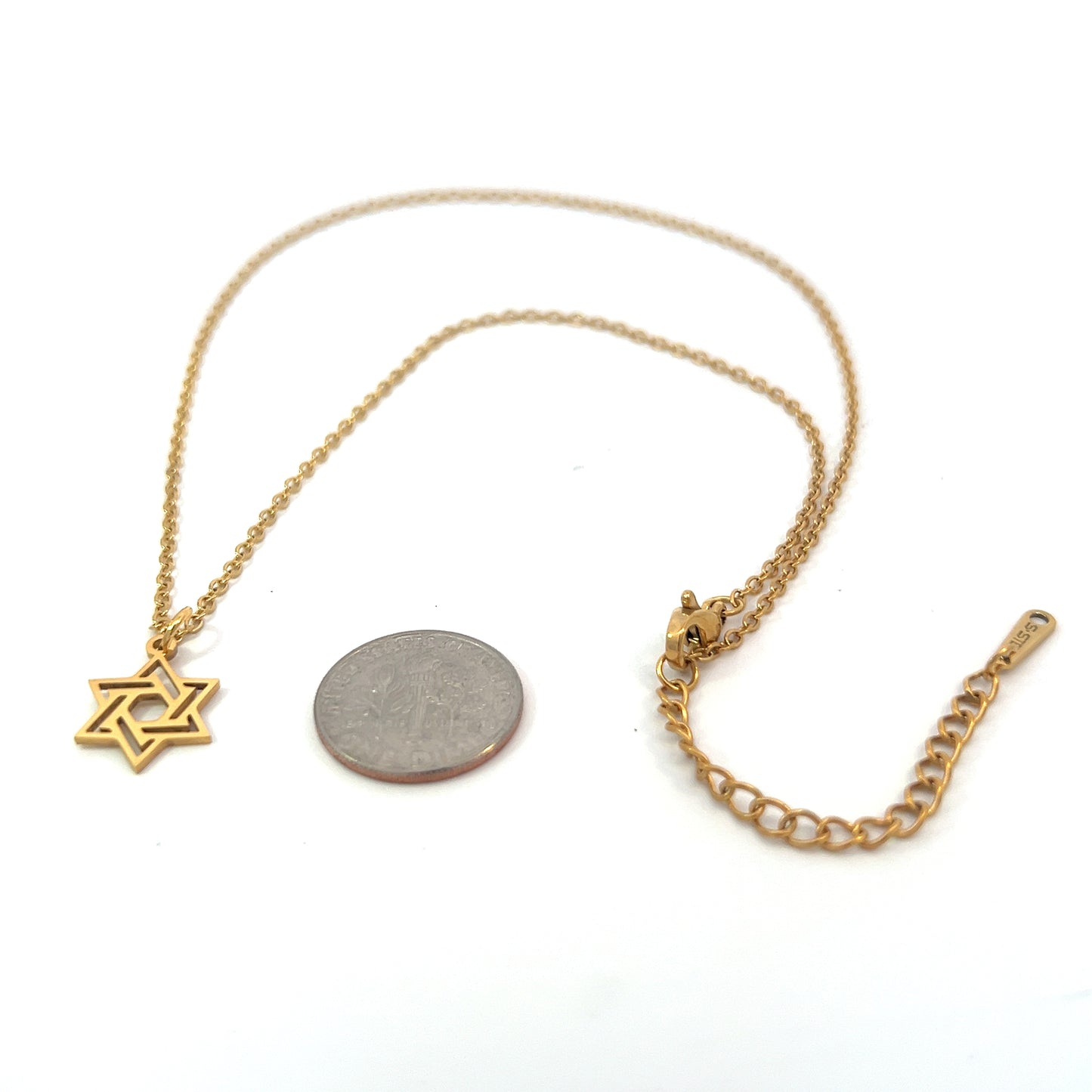 Necklace Steel - Gold Plated Star of David