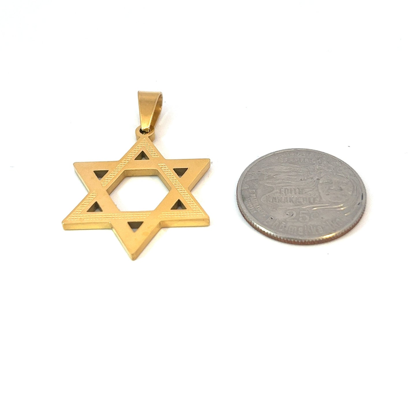 Pendant Steel - Star of David Gold Plated