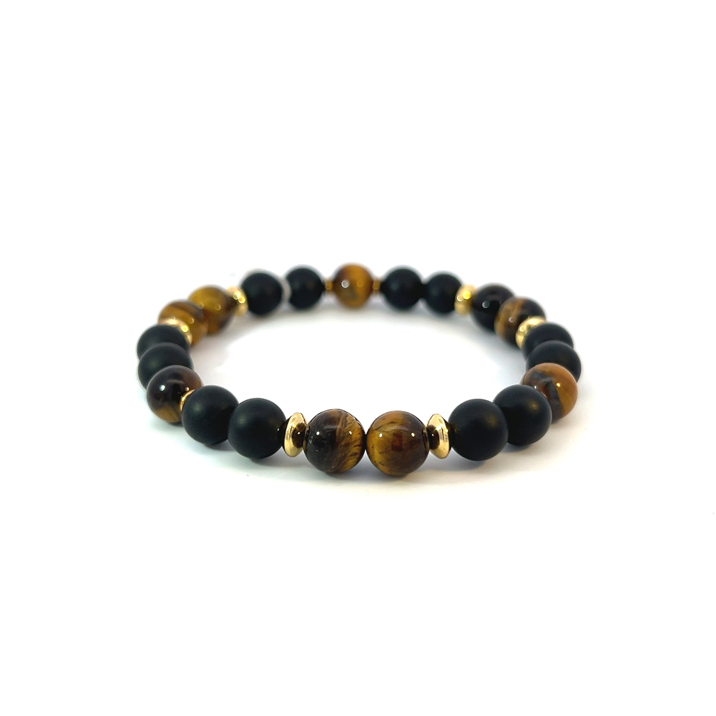 Bead Bracelet - Matte Onyx and Tiger Eye Bead Bracelet