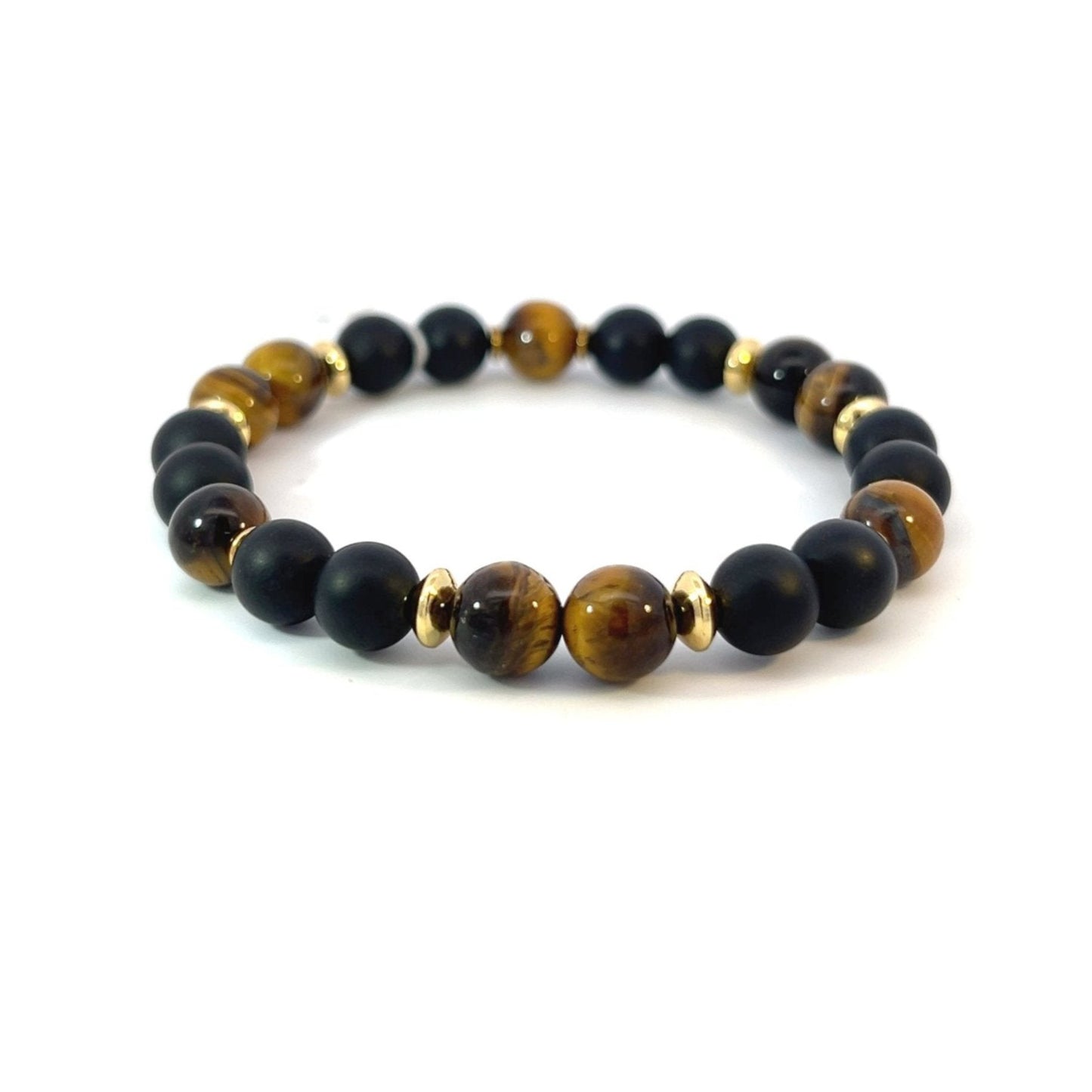 Bead Bracelet - Matte Onyx and Tiger Eye Bead Bracelet