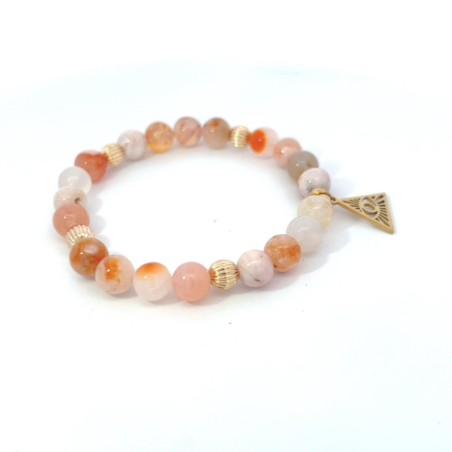 Bead Bracelet - Flower Agate and Carnelian