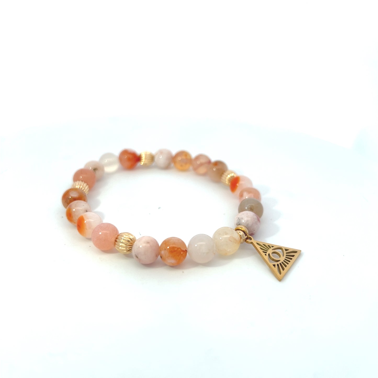 Bead Bracelet - Flower Agate and Carnelian