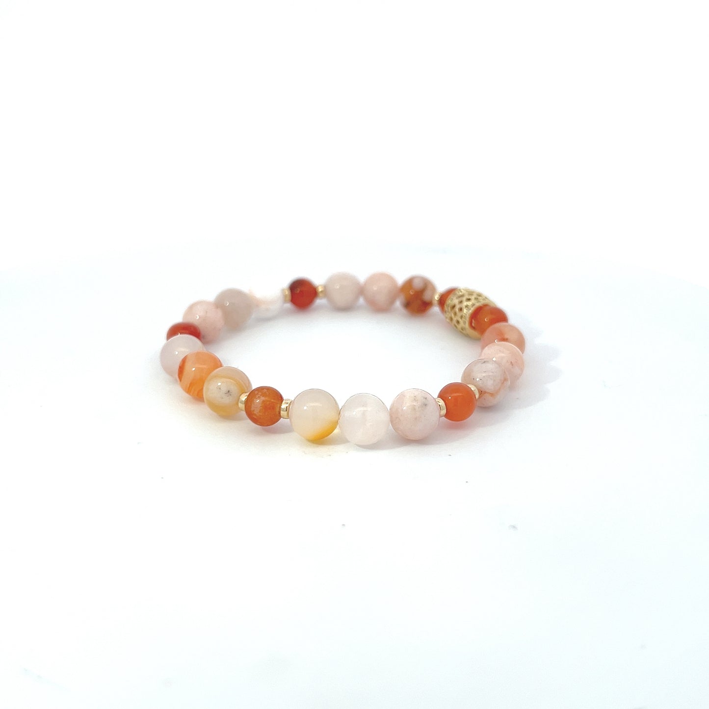 Bead Bracelet - Flower Agate and Carnelian