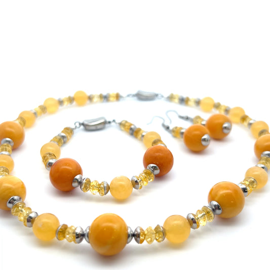 Semi-Precious Stone Set_AMBER, YELLOW JADE & YELLOW QUARTZ