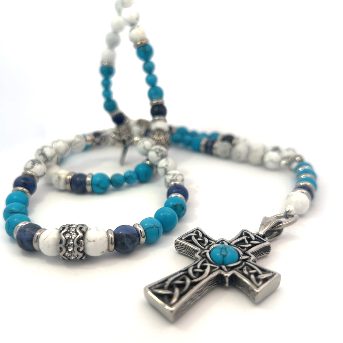 Bead Bracelet - Turquoise, Sodalite & Howlite Bead Bracelet