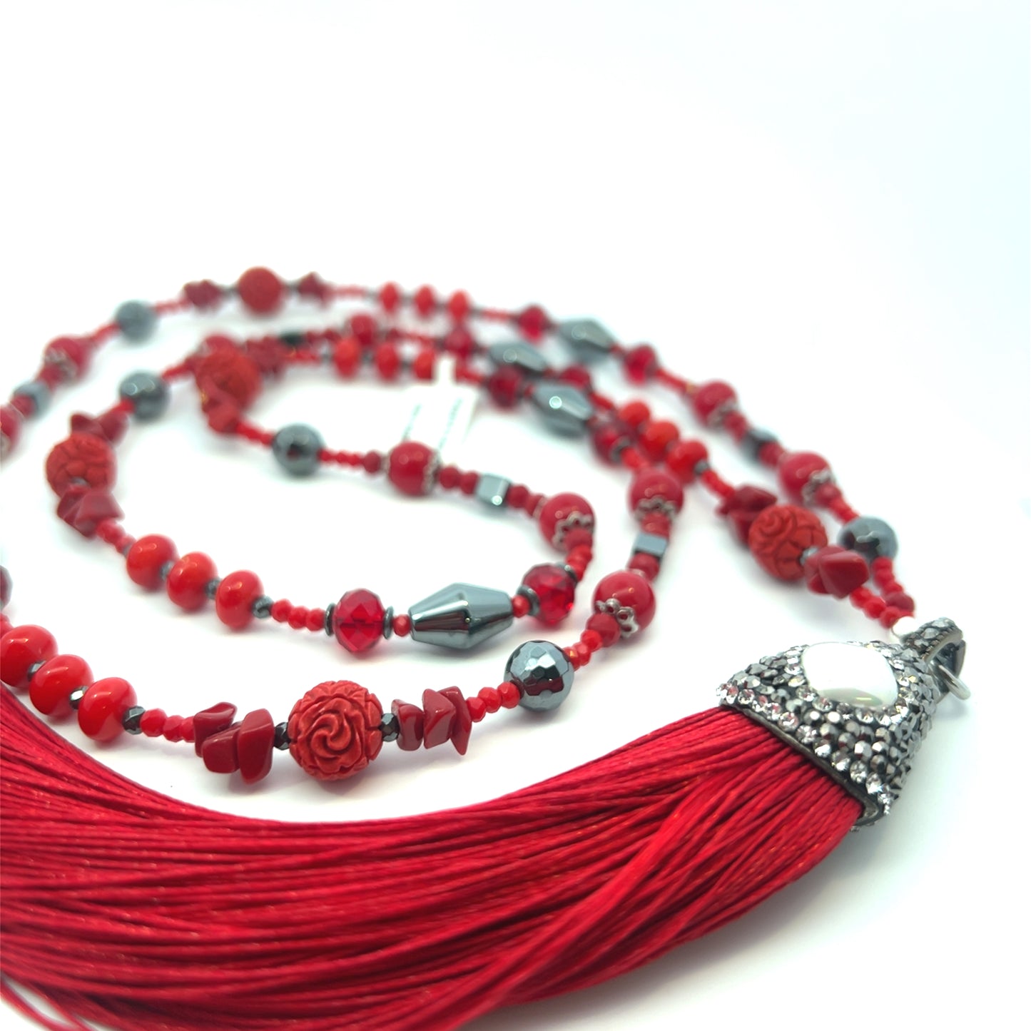 Semi-Precious Stone Set_Cinnabar, Hematite, Red Jasper, Crystal & Coral