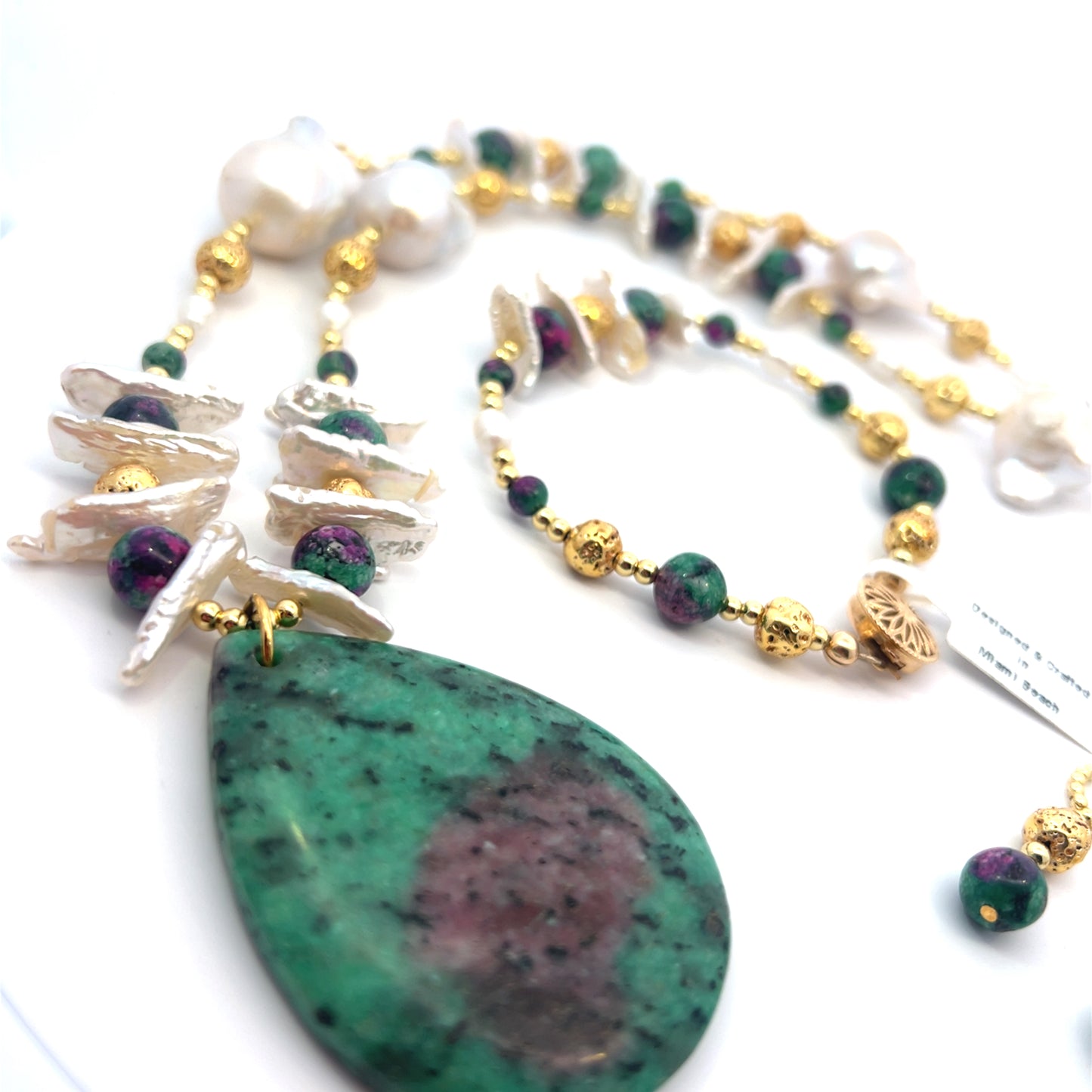 Semi-Precious Stone Set-ANYOLITE, PEARLS & LAVA