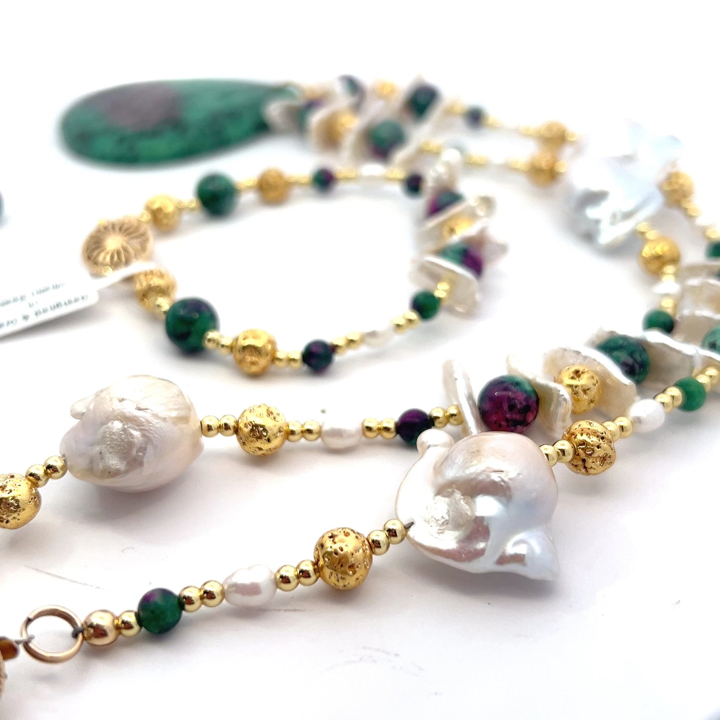 Semi-Precious Stone Set-ANYOLITE, PEARLS & LAVA