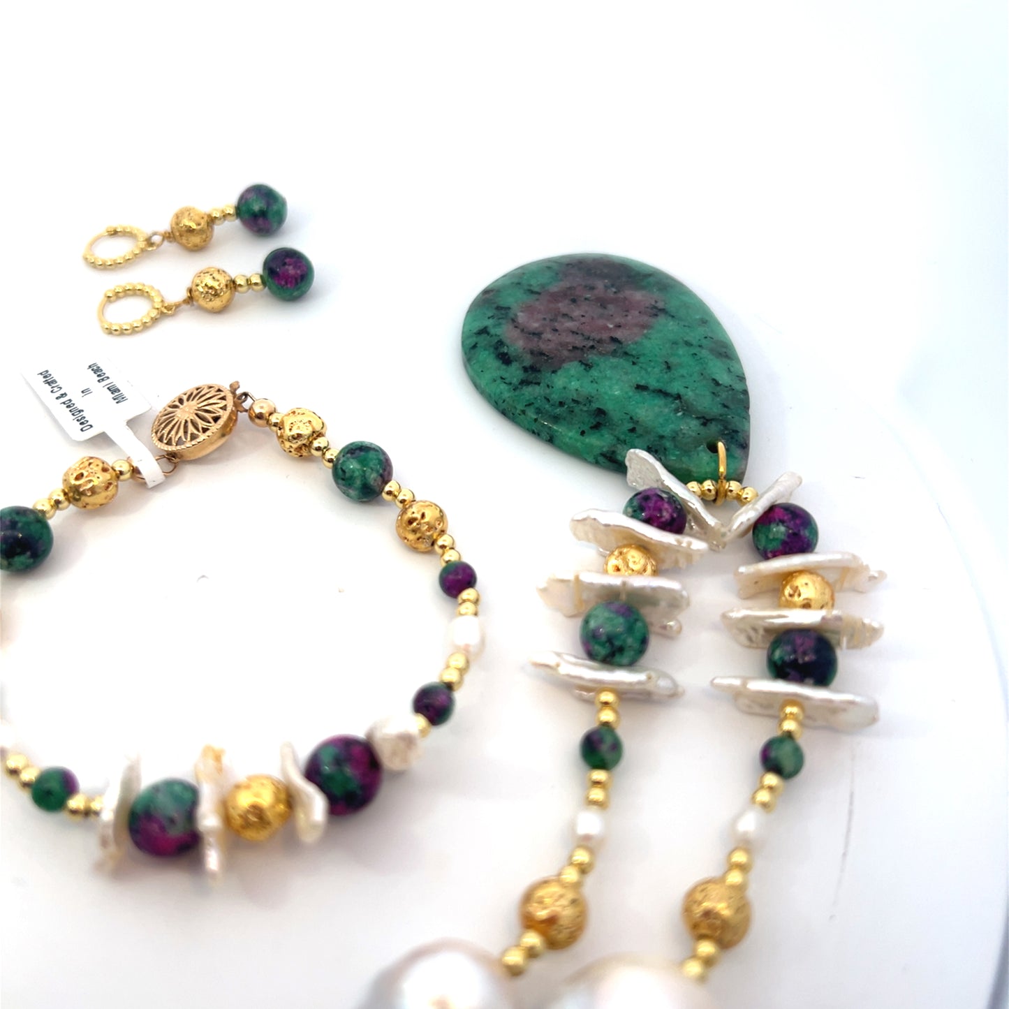 Semi-Precious Stone Set-ANYOLITE, PEARLS & LAVA