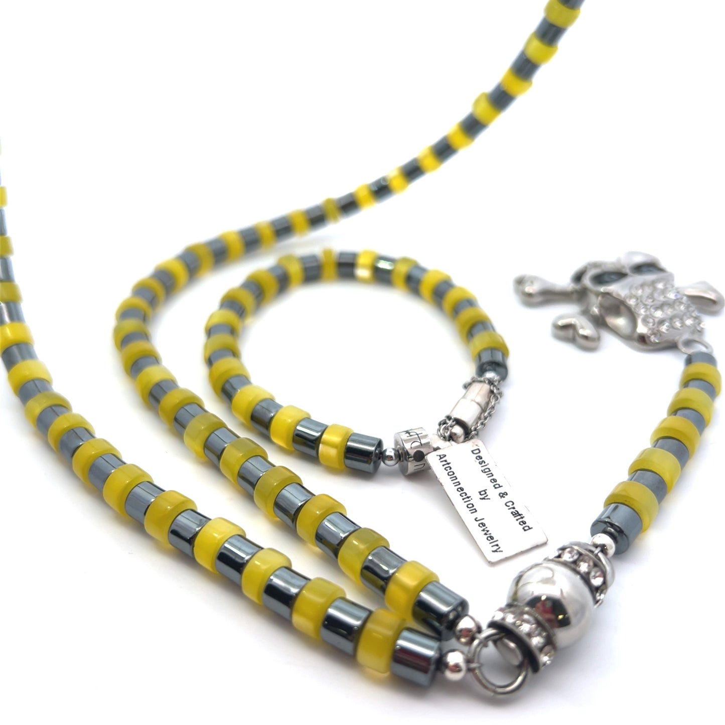 Rosary Handmade - Handcrafted - Semiprecious Stone Yellow Cat‘s Eye & Hematite