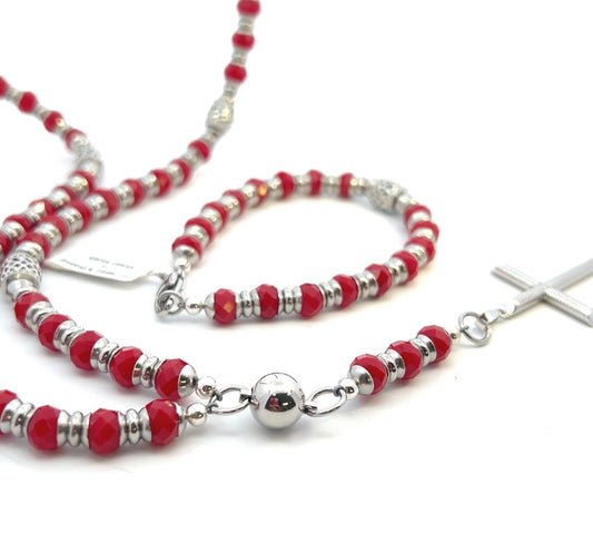 Rosary-Handmade-Handcrafted-RED CRYSTAL