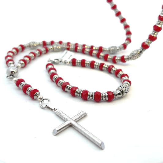 Rosary-Handmade-Handcrafted-RED CRYSTAL