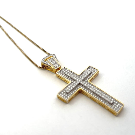 Pendant Silver - Cross Gold Plated with moissonite