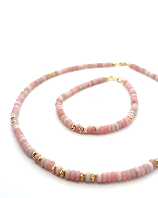 Semi-Precious Stone Set - Pink Opal with Gold Filled Spacers