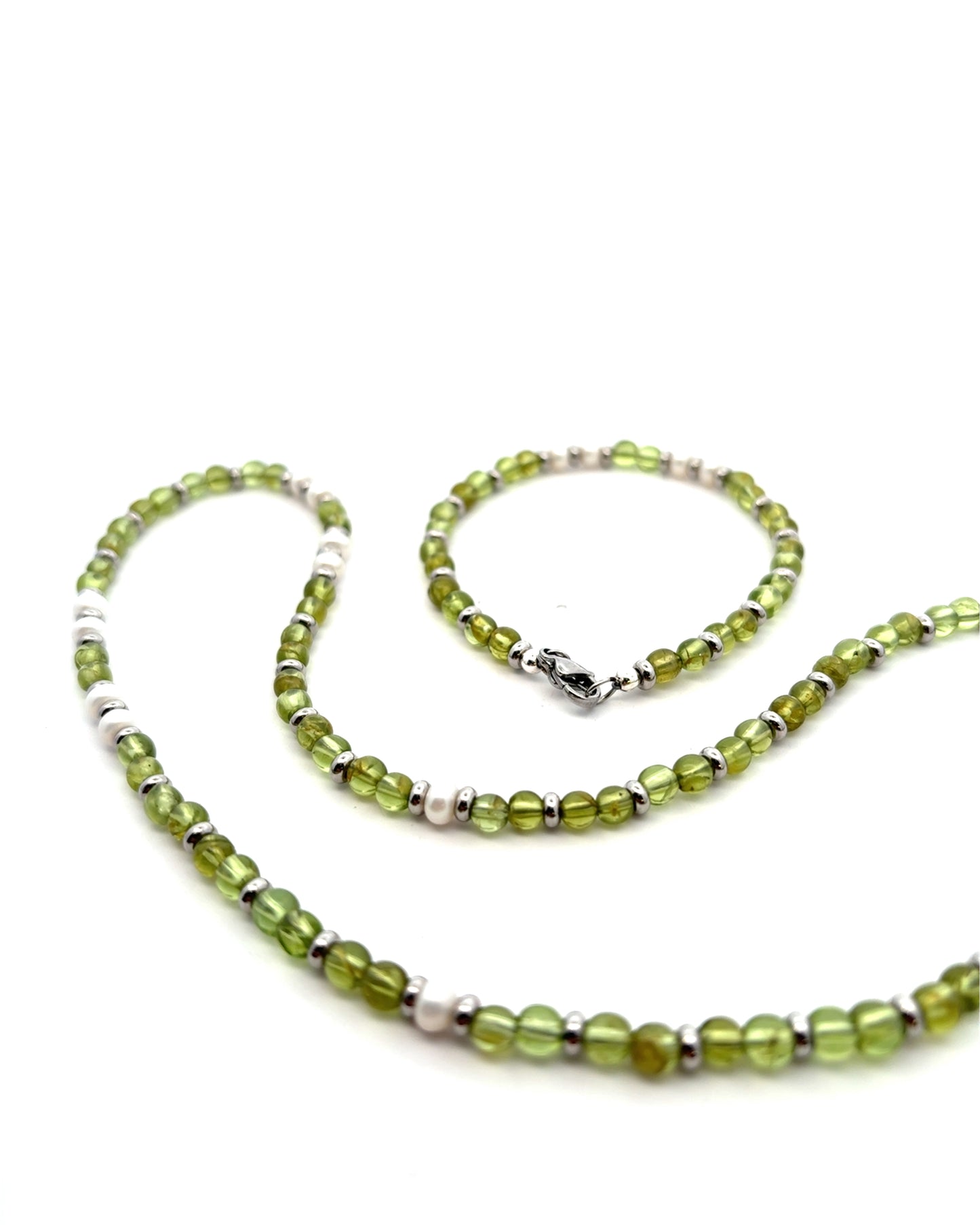 Semi-Precious Stone Set - Peridot & Pearl