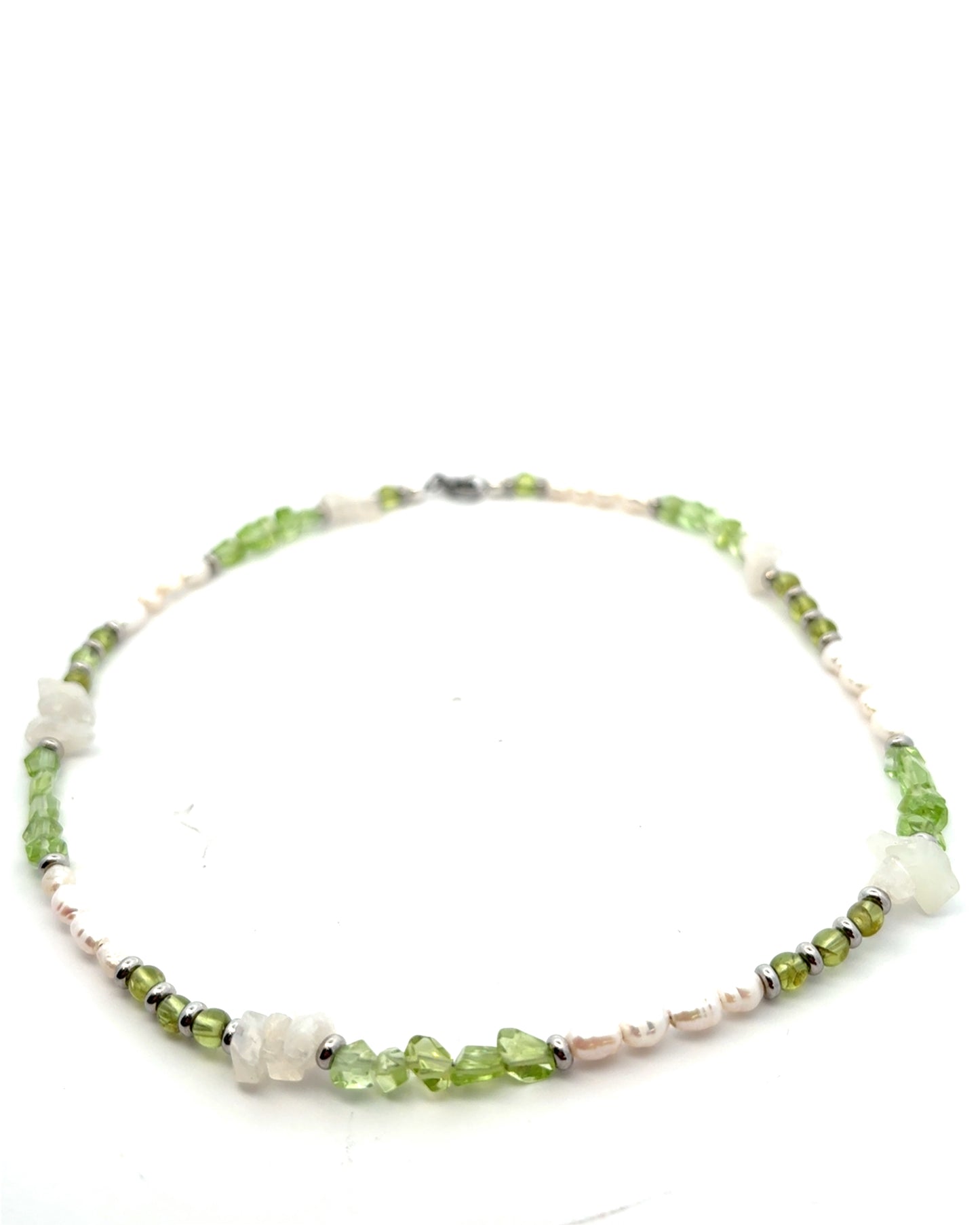Semi-Precious Stone Set - Peridot, Moonstone & Pearl Jewelry Set