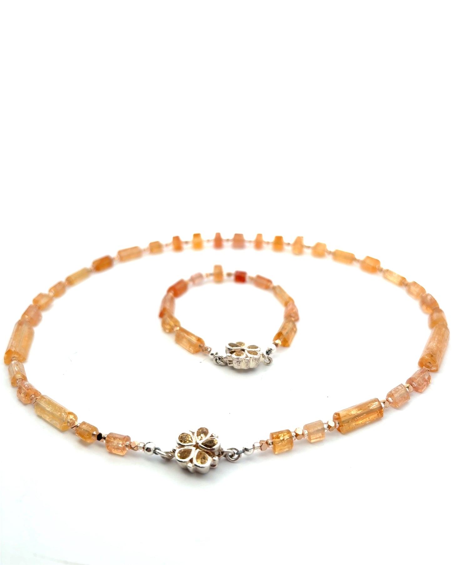 Semi-Precious Stone Set - Yellow Topaz with Gold Plated Hematite and Citrine Silver Clasp