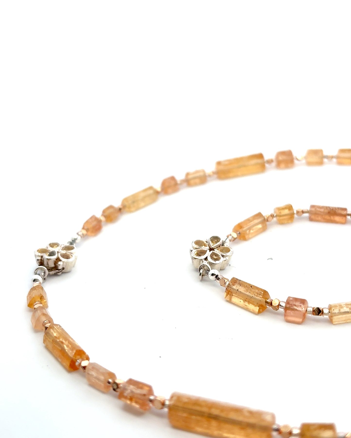 Semi-Precious Stone Set - Yellow Topaz with Gold Plated Hematite and Citrine Silver Clasp