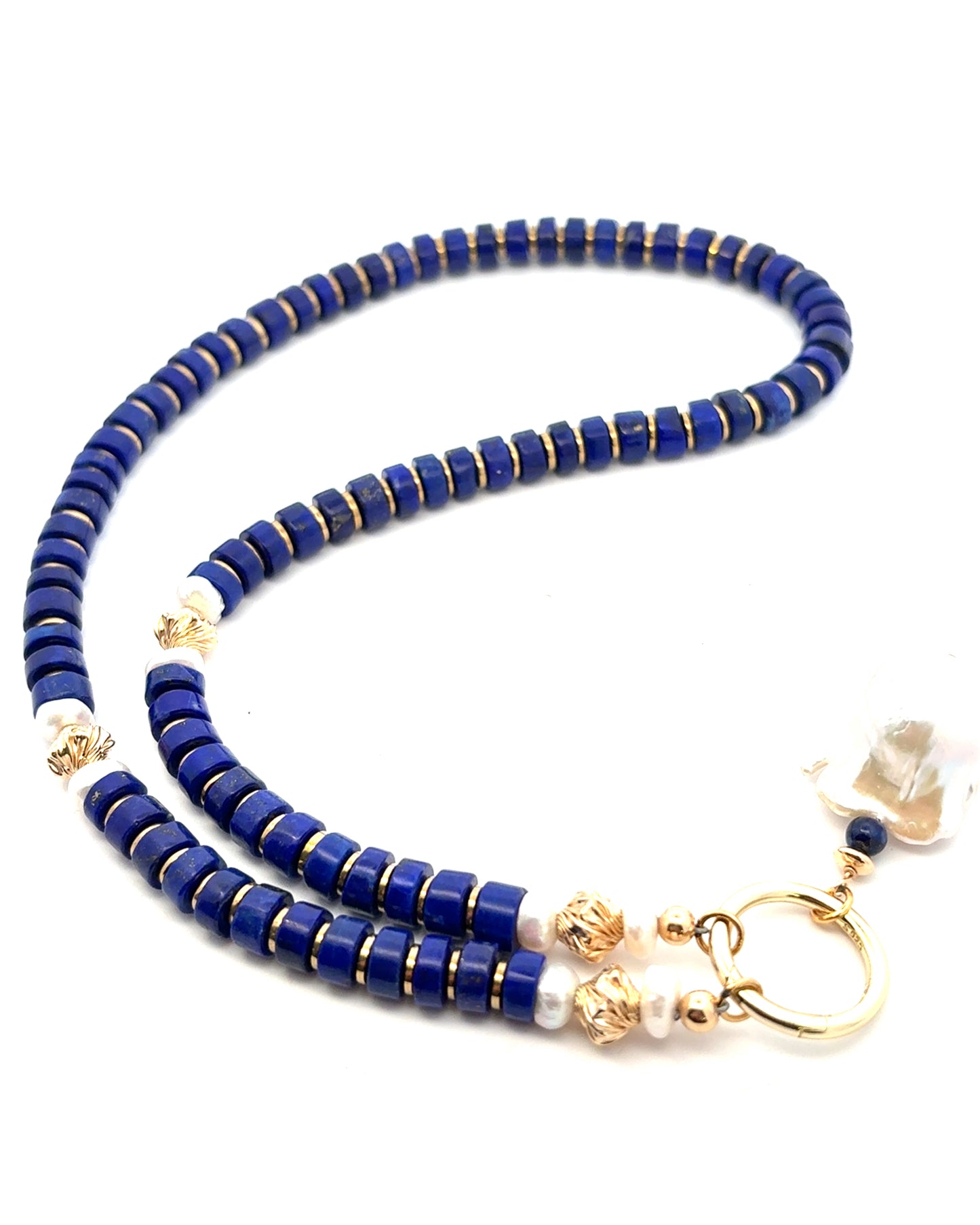 Semi-Precious Stone Set - Lapis Lazuli with Pearls, Gold Filled Spacers and Hematite
