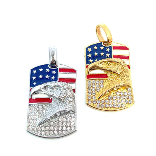 Pendant Surgical Steel - American Flag with Eagle Design