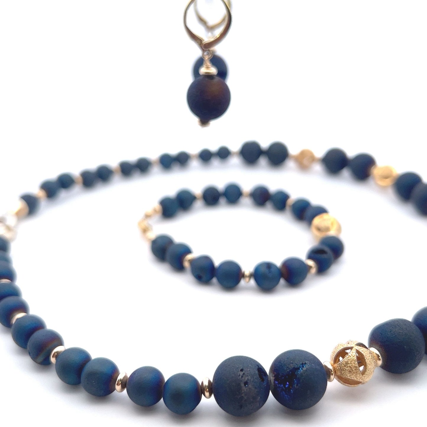 Semi-Precious Stone Set – Blue Druzy Agate