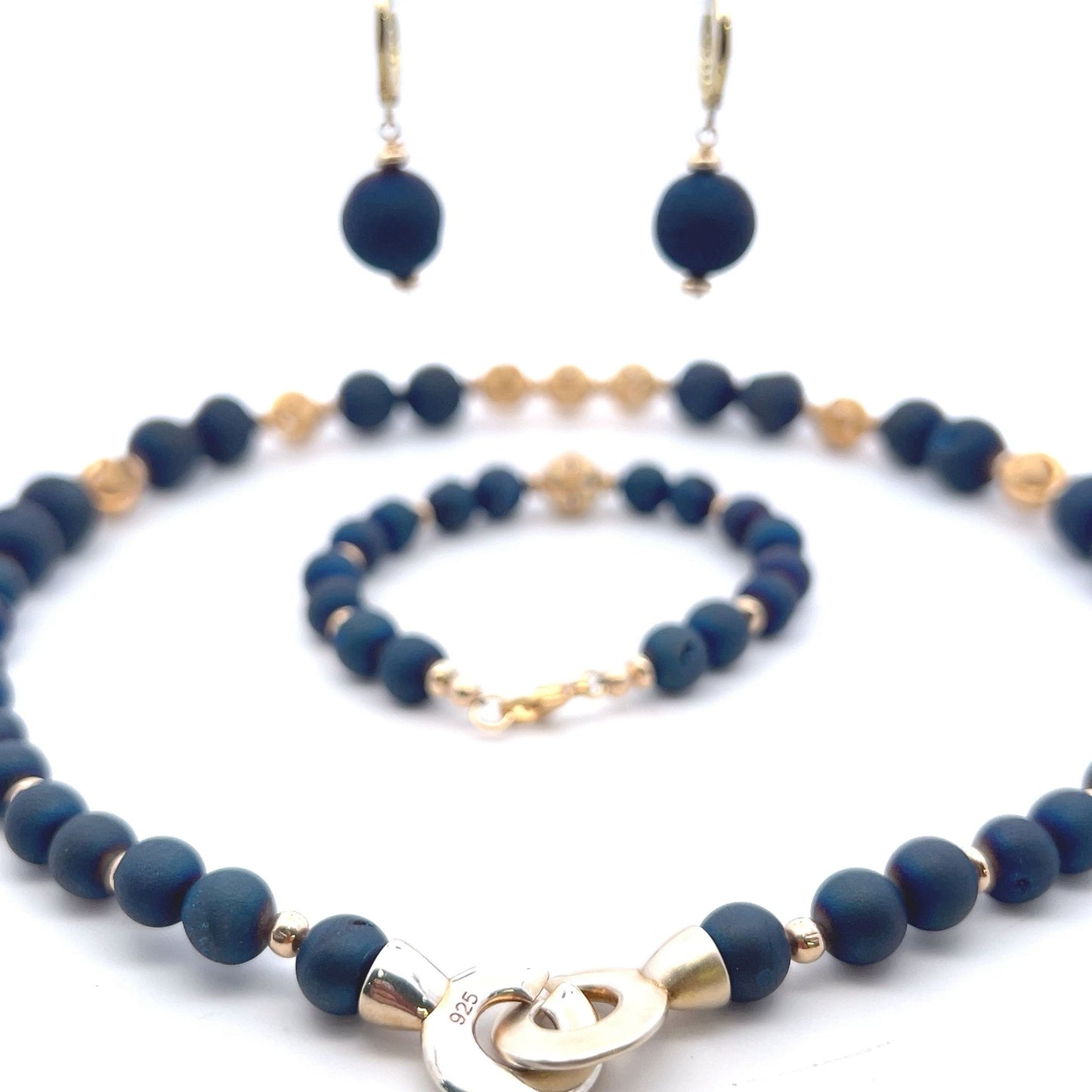 Semi-Precious Stone Set – Blue Druzy Agate