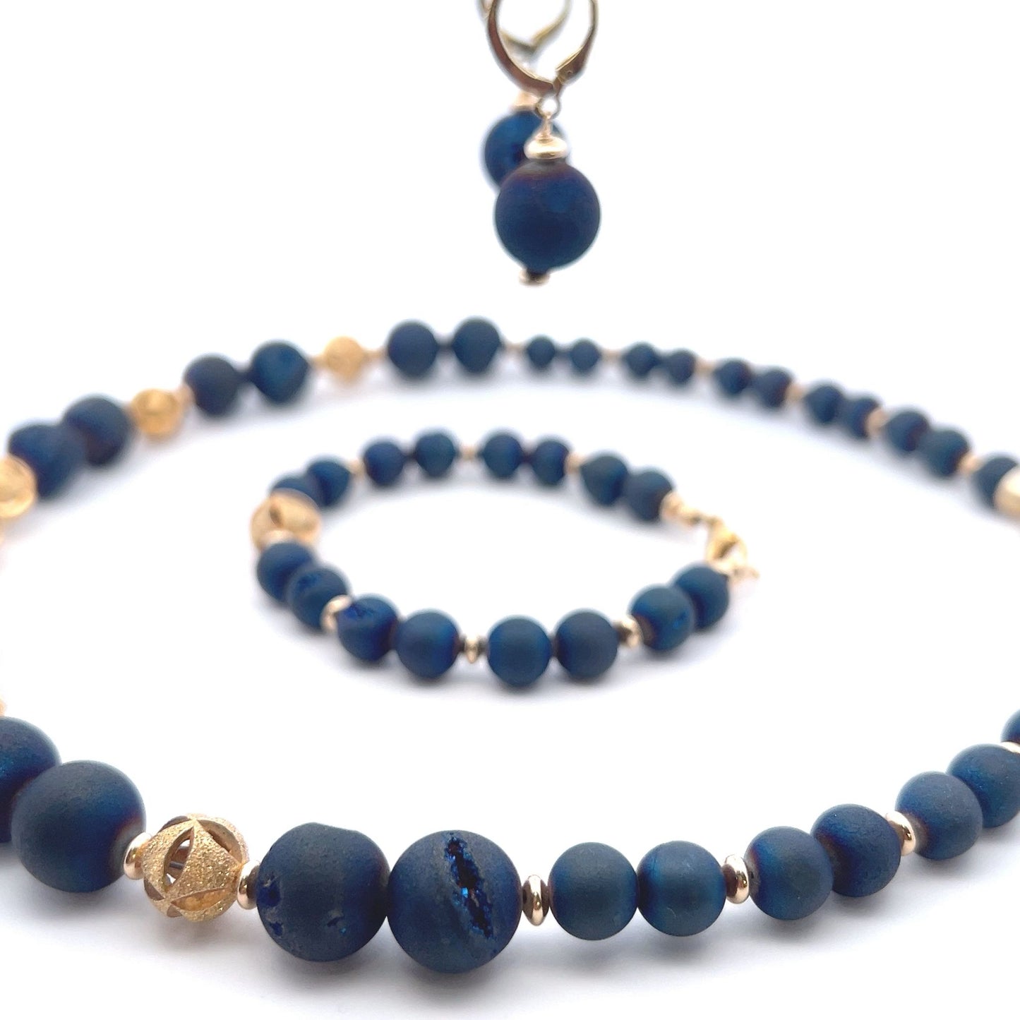 Semi-Precious Stone Set – Blue Druzy Agate