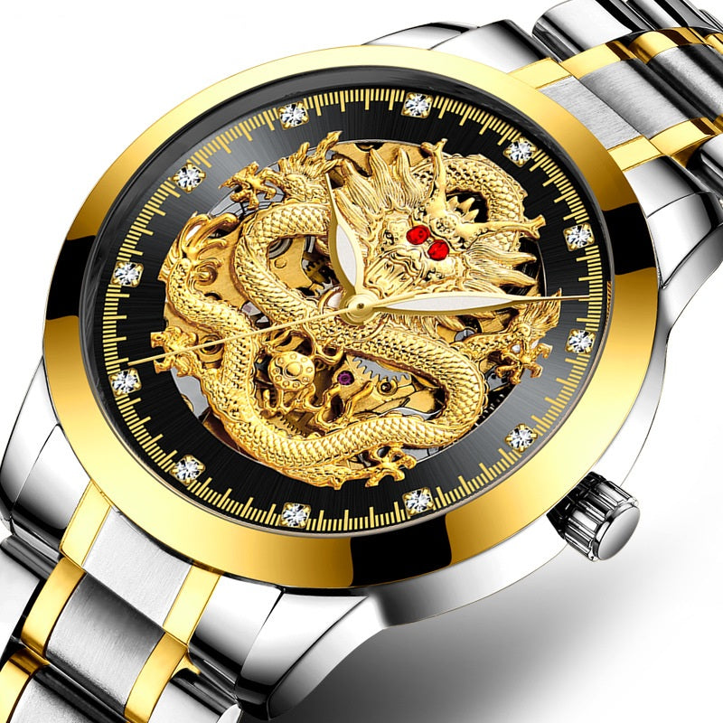 Watch - Men’s wrist watch made of zinc alloy with crystal and a dual-tone finish: gold and silver.