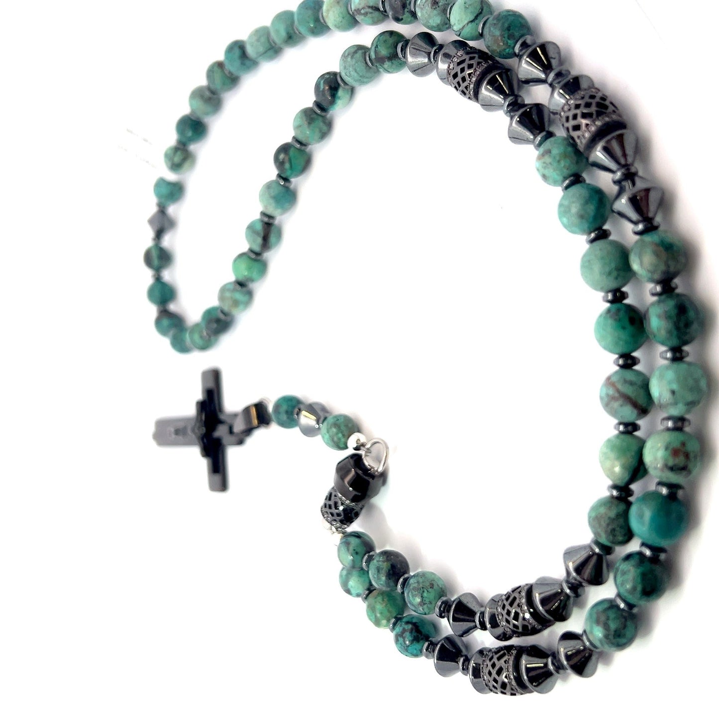 Rosary - African Turquoise and Hematite