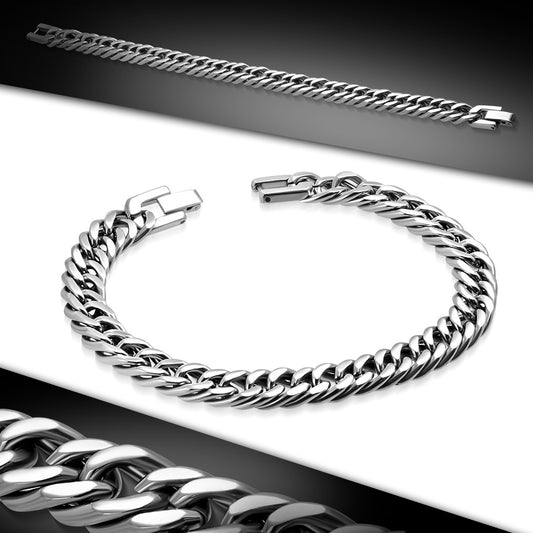 Bracelet  Steel - Box Clasp Lock Curb Cuban Link Chain