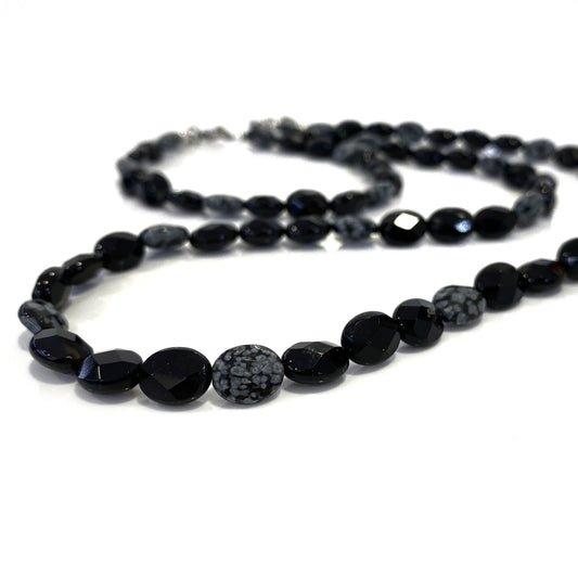 Semi-Precious Stone Set - Snowflake Obsidian and Onyx Necklace