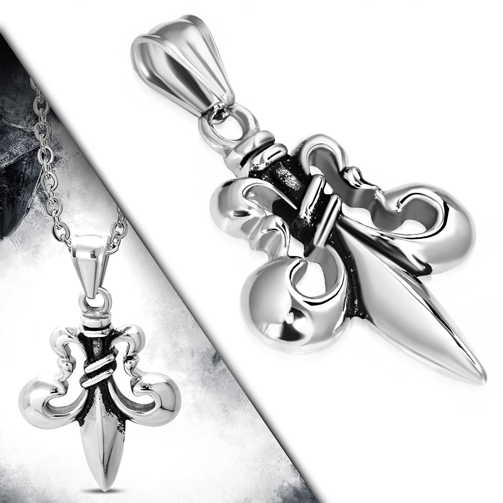 Charm/Pendant-Steel 2-tone Fleur de Lis - HPV636