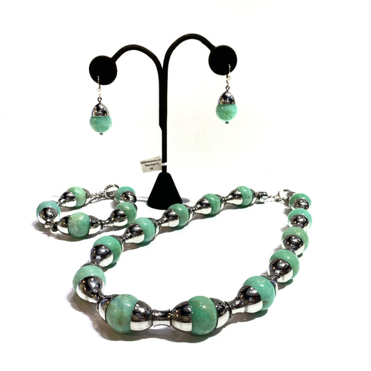 Semi-Precious Stone Set_ Green Jade and Surgical Steel Jewelry