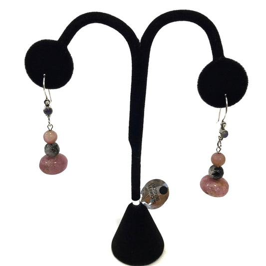 Rhodonite and Rutilated Quartz Earrings