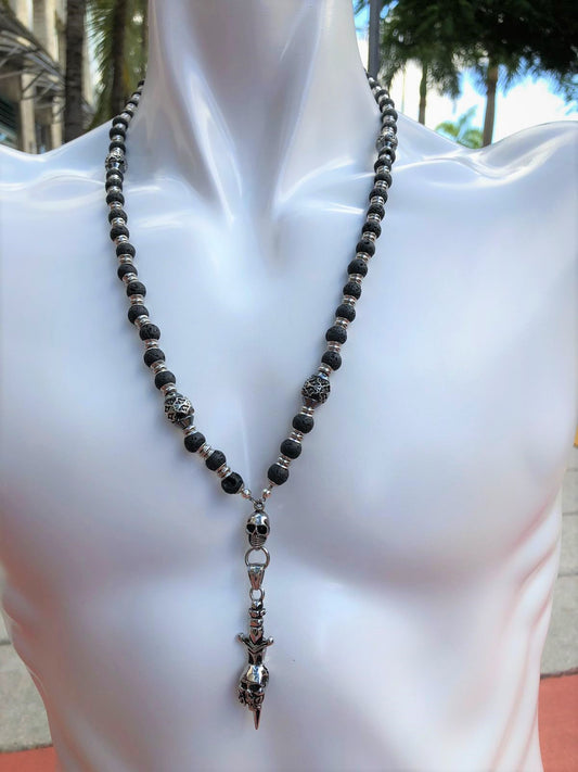 Rosary Handmade - Handcrafted - Semiprecious Stone"Lava- Energy"-ROS124