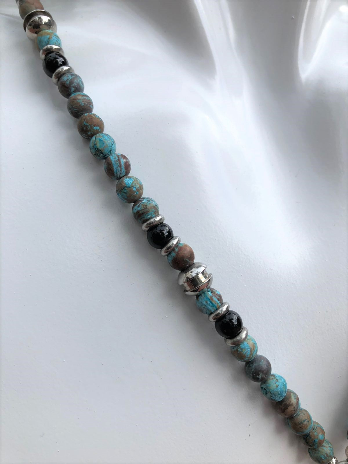 Rosary Handmade - Handcrafted - Semiprecious Stone -  "Blue Ocean Jasper"-ROS134