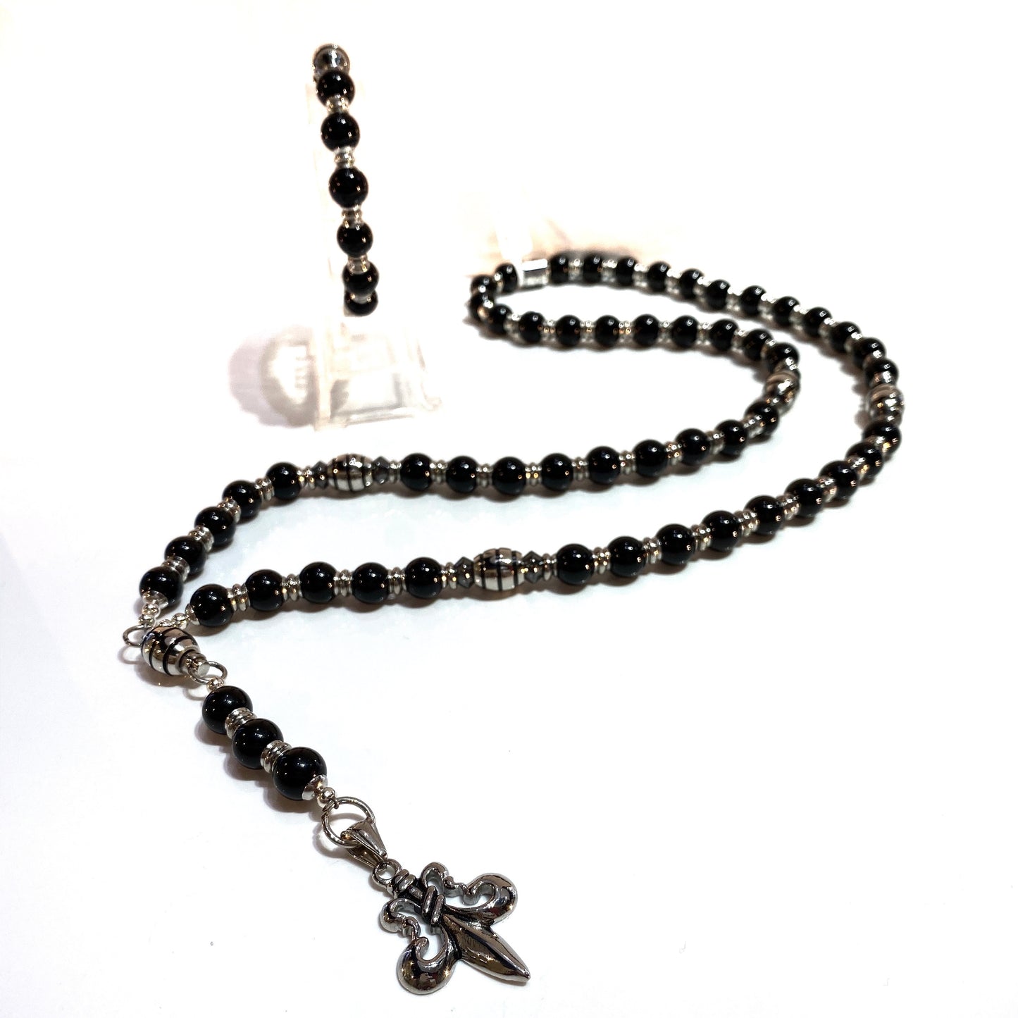 Rosary - Handmade - Handcrafted - Semiprecious Stone “Fleur de Lis”